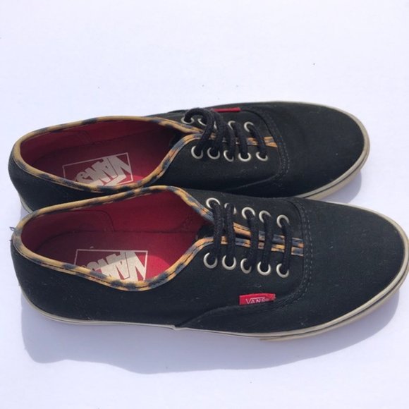 Vans Authentic Lo Pro Sneakers- black/leopard 6.5 - Picture 3 of 8